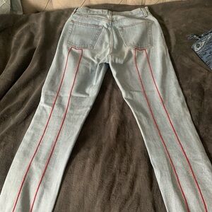 Stylish Jeans with Red Stripe